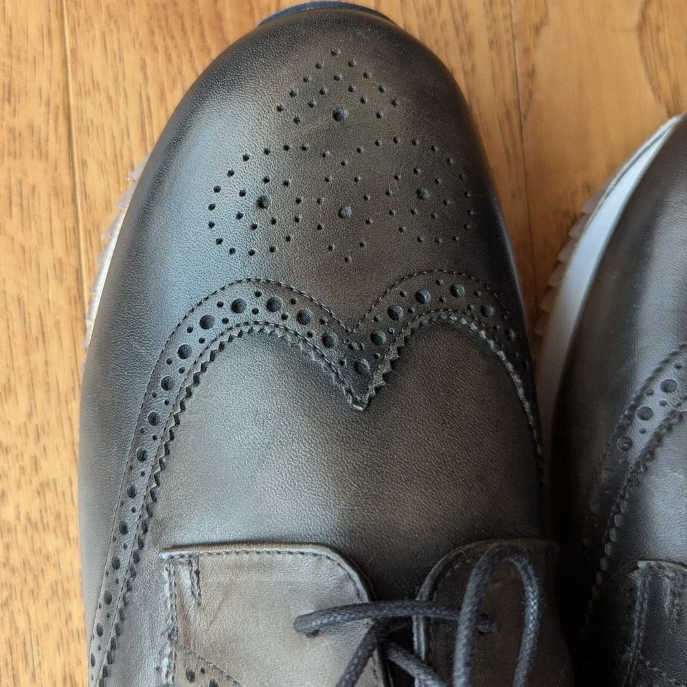 Hardy Wingtip Oxford Brown Leather Brogue Mens 10.5 Dress Sneakers Cushion Sole